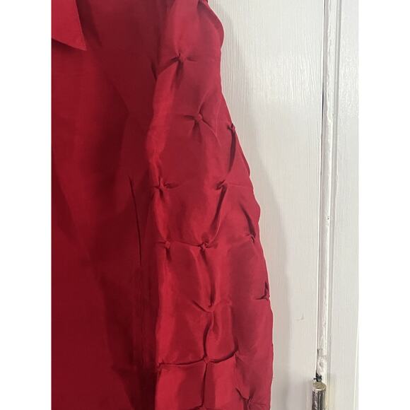 Petanu by Pashma Red Silk Blouse •M• Shirt Gorgeous Button Down Long Sleeve - Picture 6 of 8
